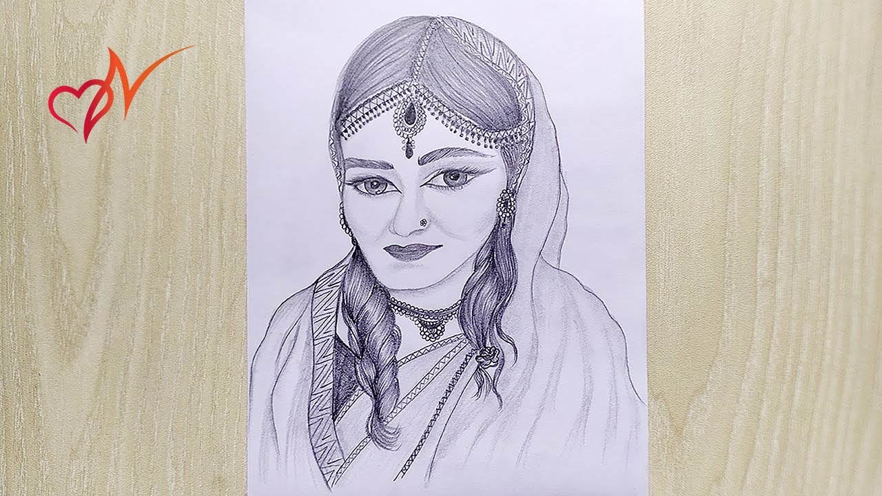How to draw a bridal face easily || Pencil sketch drawing - Step by step