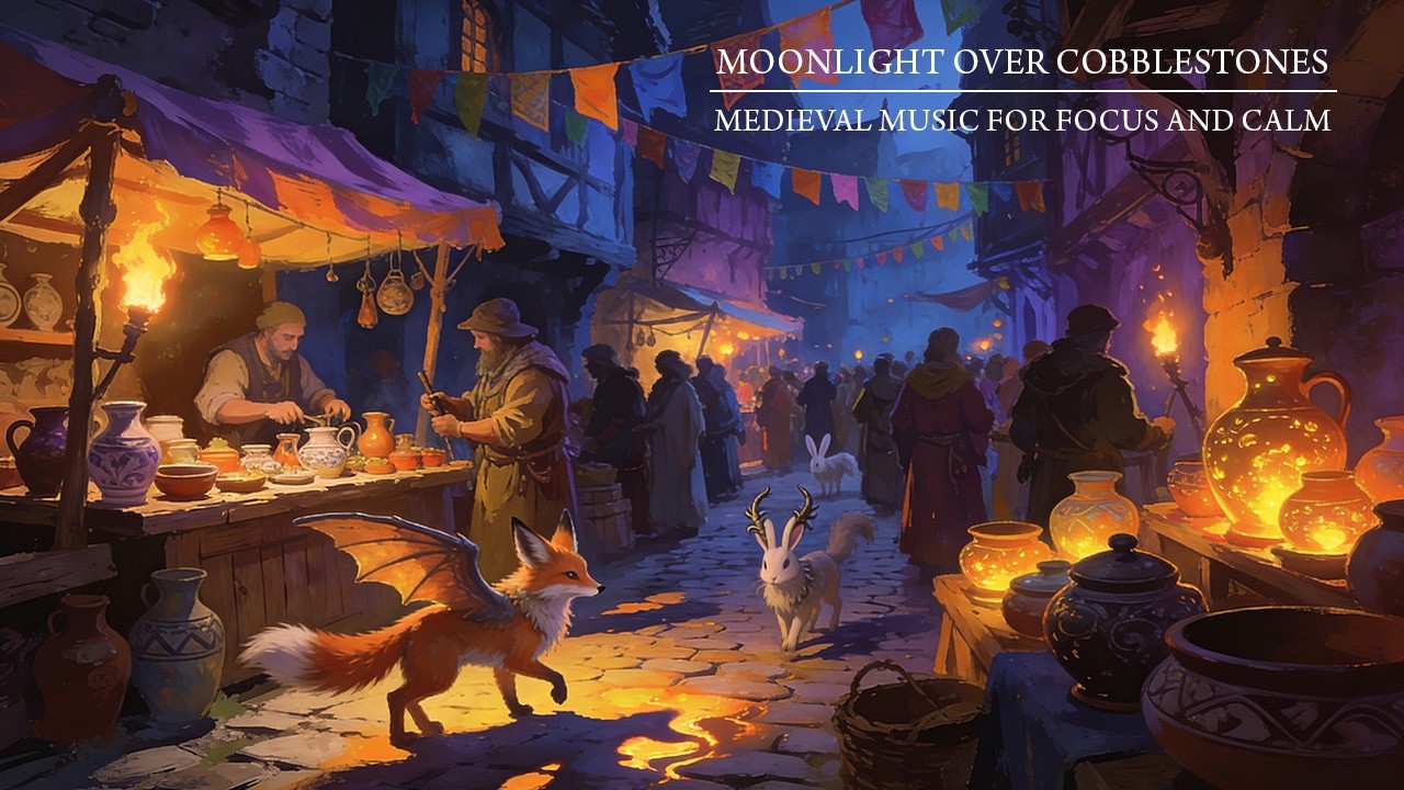 Medieval Music for Focus and Calm | Moonlight over Cobblestones