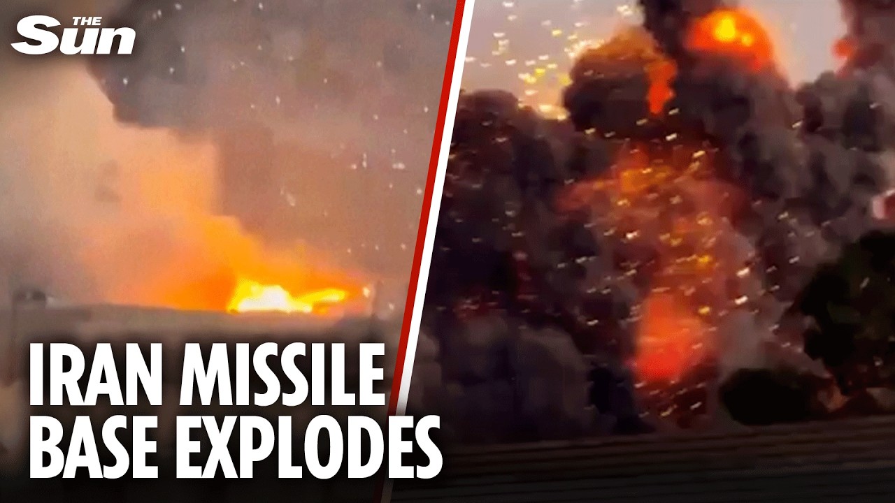 Moment massive explosions rock Iranian missile base after heavy Israeli strikes