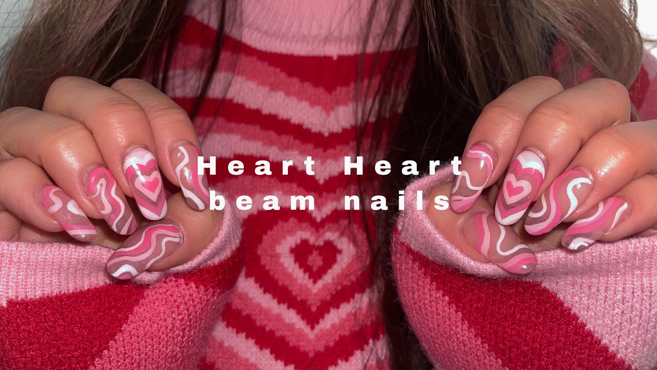 (ENG)발렌타인데이에는 귀여운💗“하트하트빔 네일”💗 그래서 발렌타인데이가 뭐라구요?ㅋ Heart Heart beam nails 💗 네일맛집ㅣ셀프네일ㅣ 카누팁연장