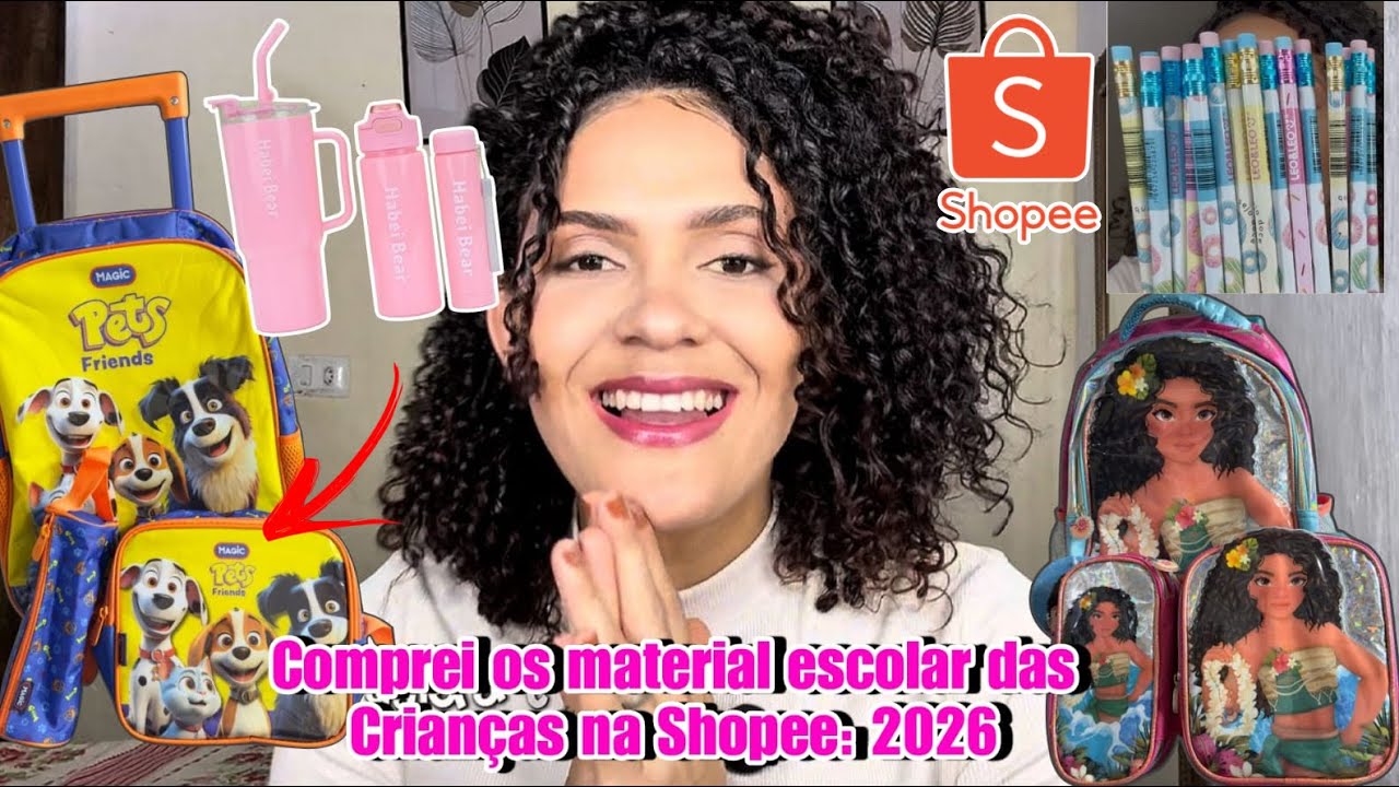 COMPRANDO OS MATERIAIS ESCOLAR DE 2026! Economizei muito dinheiro na Shopee! ❤️🥹✨🙌🏻￼