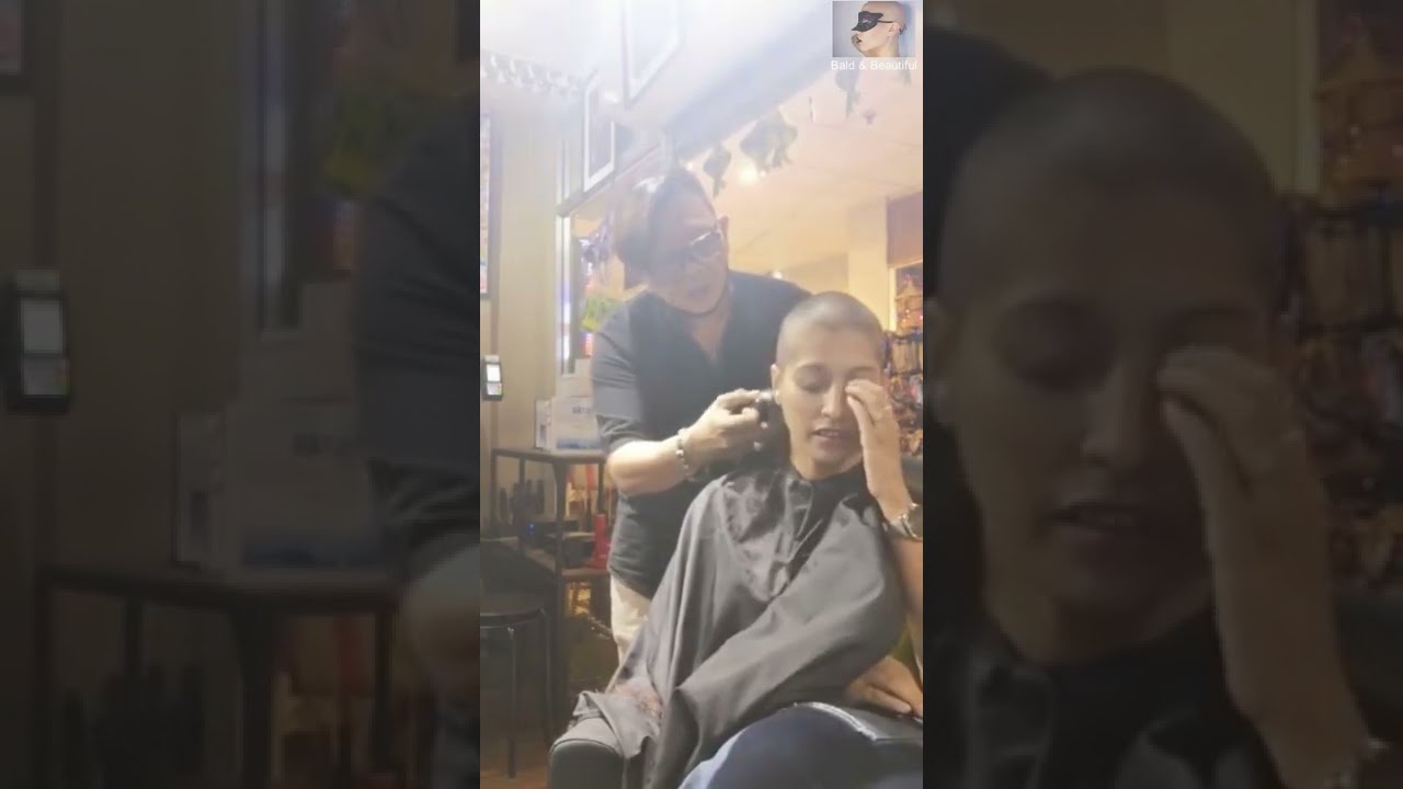 Nice woman headshave bald