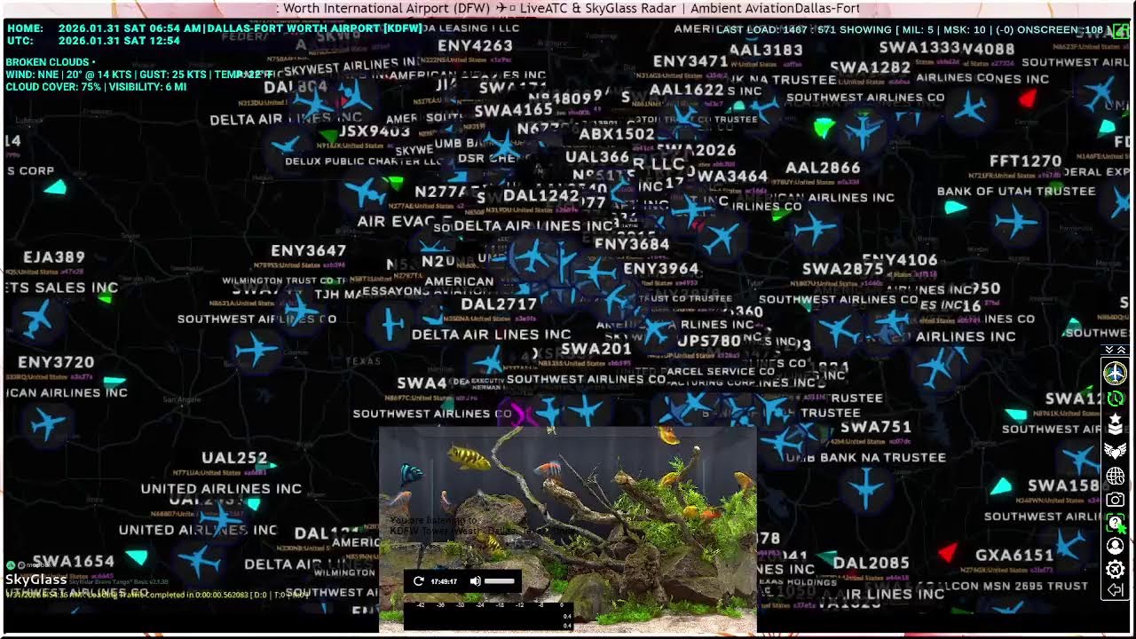 Dallas–Fort Worth International Airport (DFW) ✈️ LiveATC & SkyGlass Radar | Ambient Aviation