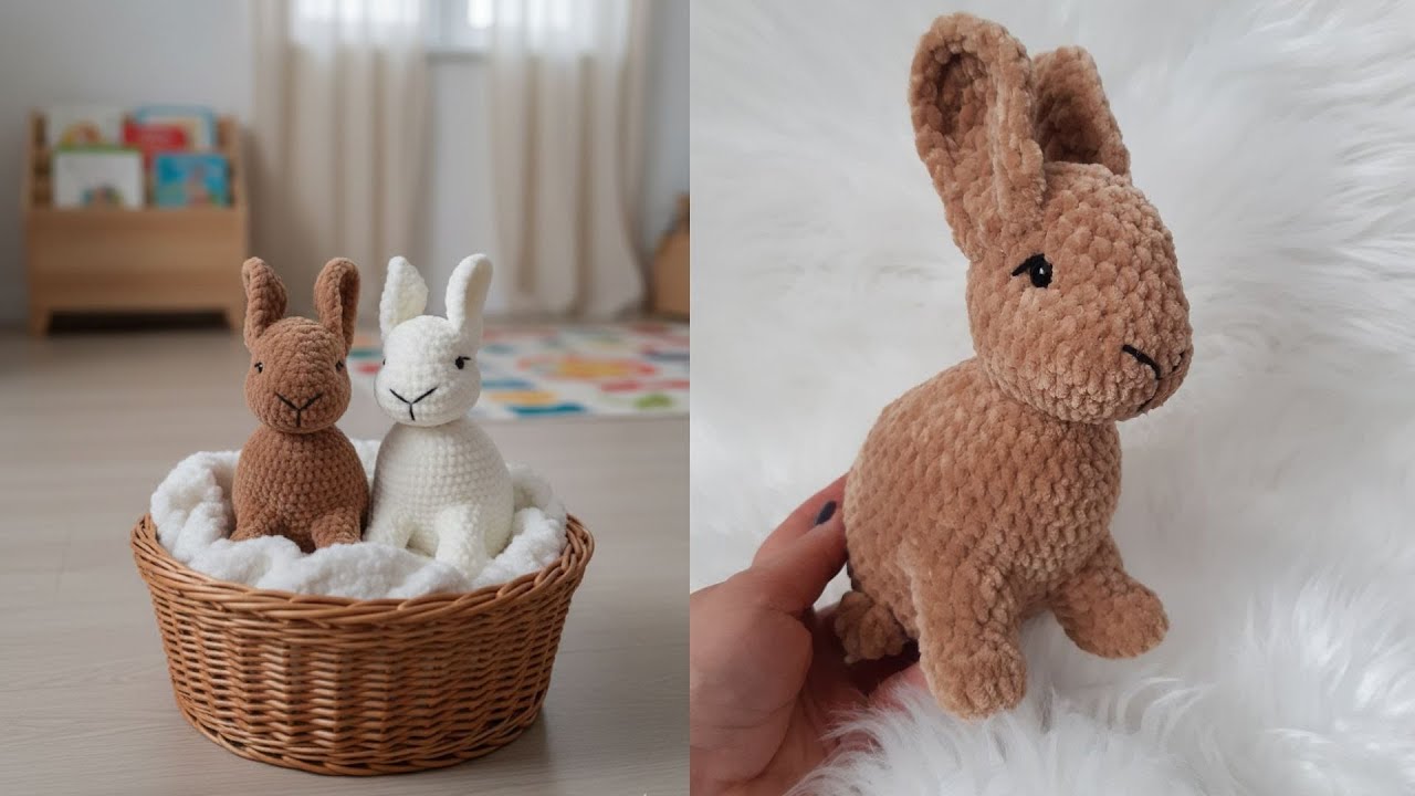 Плюшевый кролик крючком ( 1 часть), Crochet plush rabbit, Gehäkelter Plüschhase
