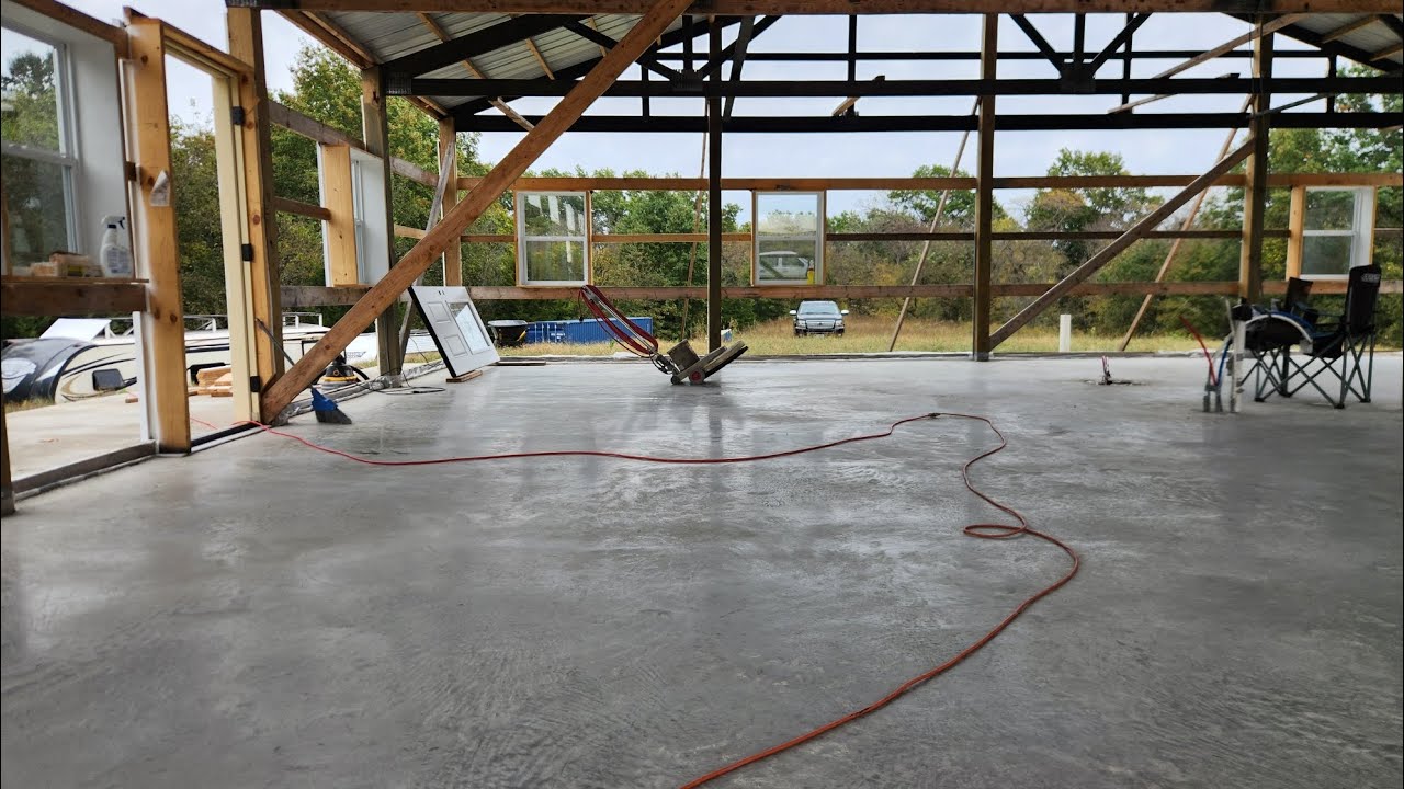 Grinding floors; off grid post frame home update