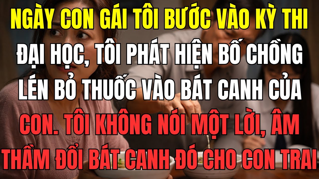 Ngày con gái tôi bước vào kỳ thi đại học, tôi phát hiện bố chồng lén bỏ thuốc vào bát canh của con.