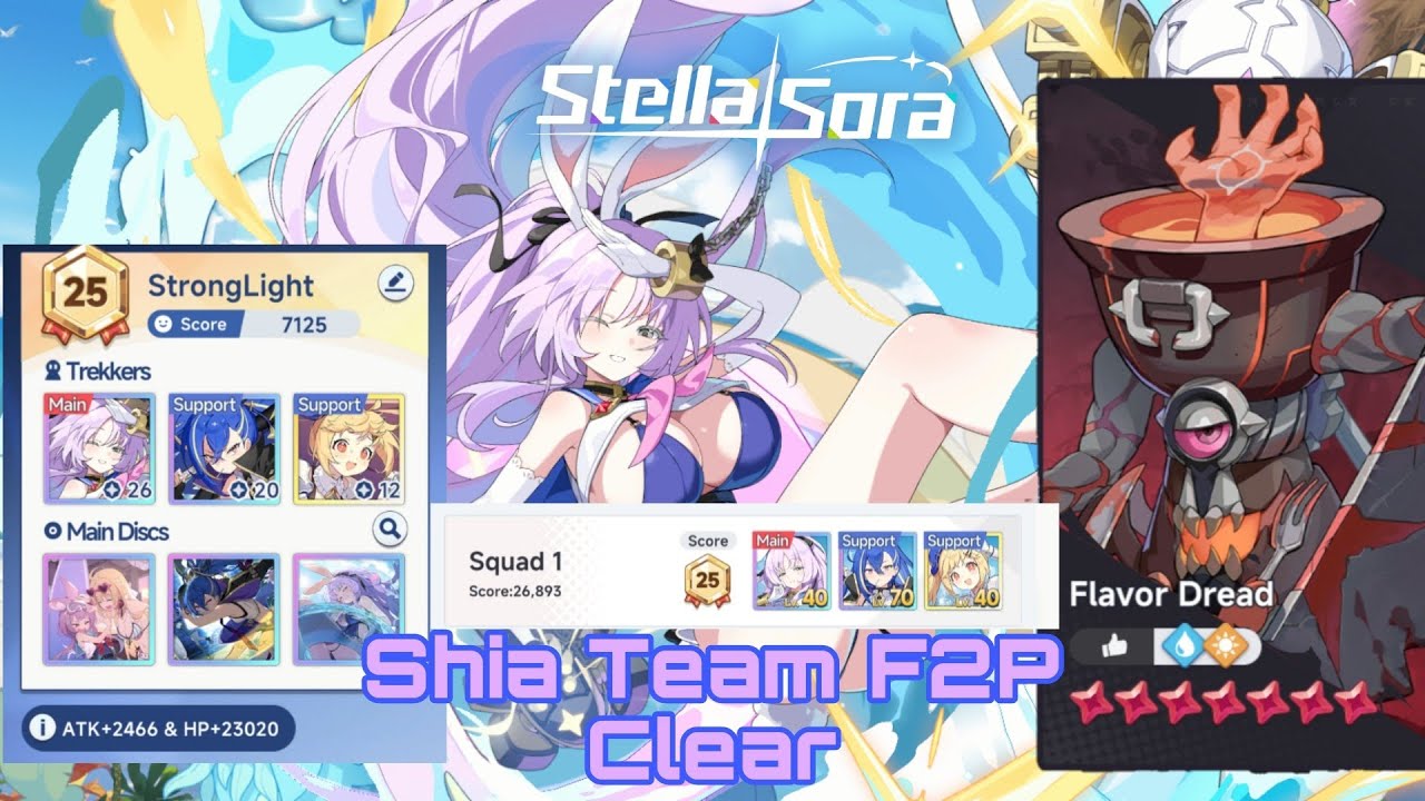 Stella Sora - Shia Team lv25 Record 25,500 score on Flavor Dread
