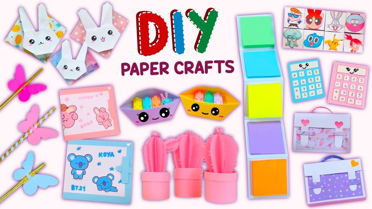 12 DIY EASY PAPER CRAFTS - Notebook - Bookmark - Pen Decor and more...