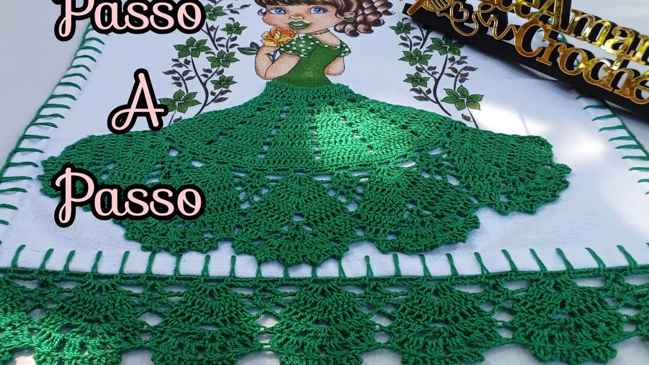 Bico de crochê para pano de prato combinando com sainha Passo a passo 