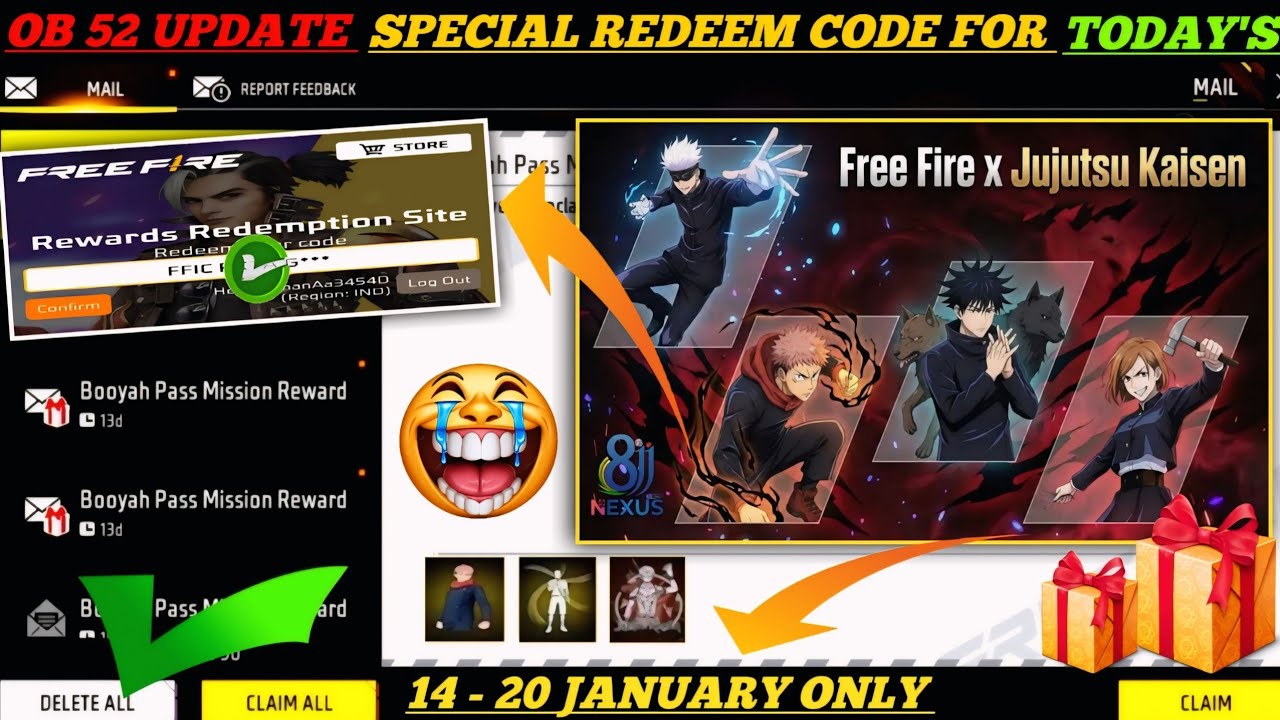 FREE FIRE REDEEM CODE TODAY  JANUARY REDEEM CODE FREE FIRE | FF REDEEM CODE TODAY 15 JANUARY 
