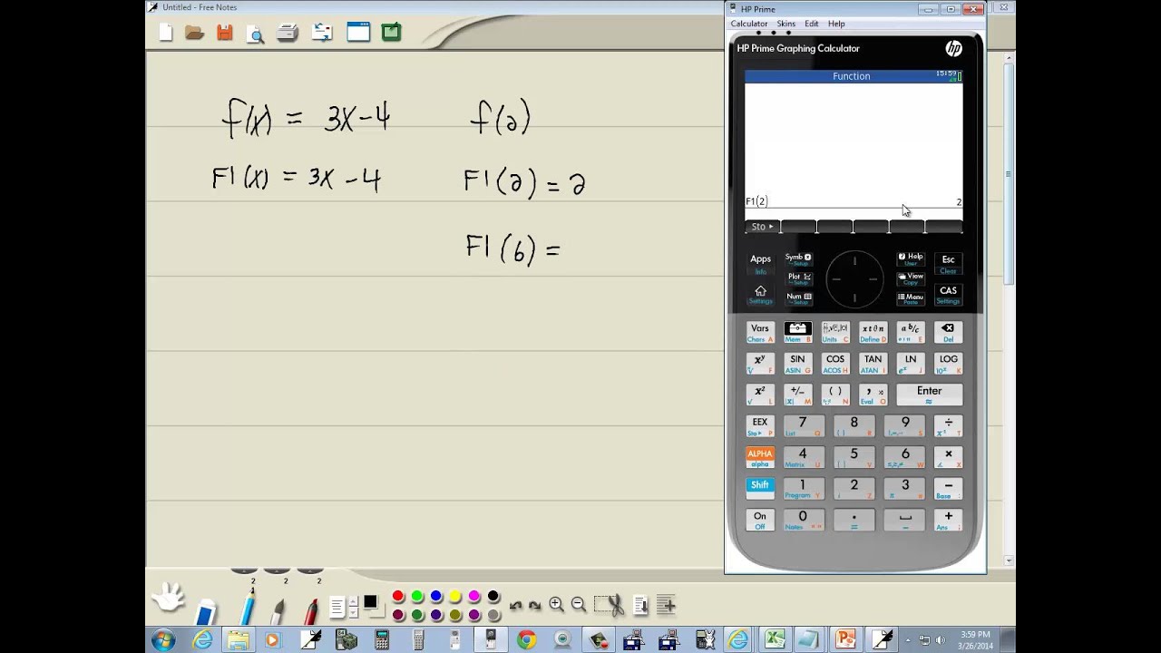 Technology in College Algebra - Evaluating Functions - Direct Method - HP Prime