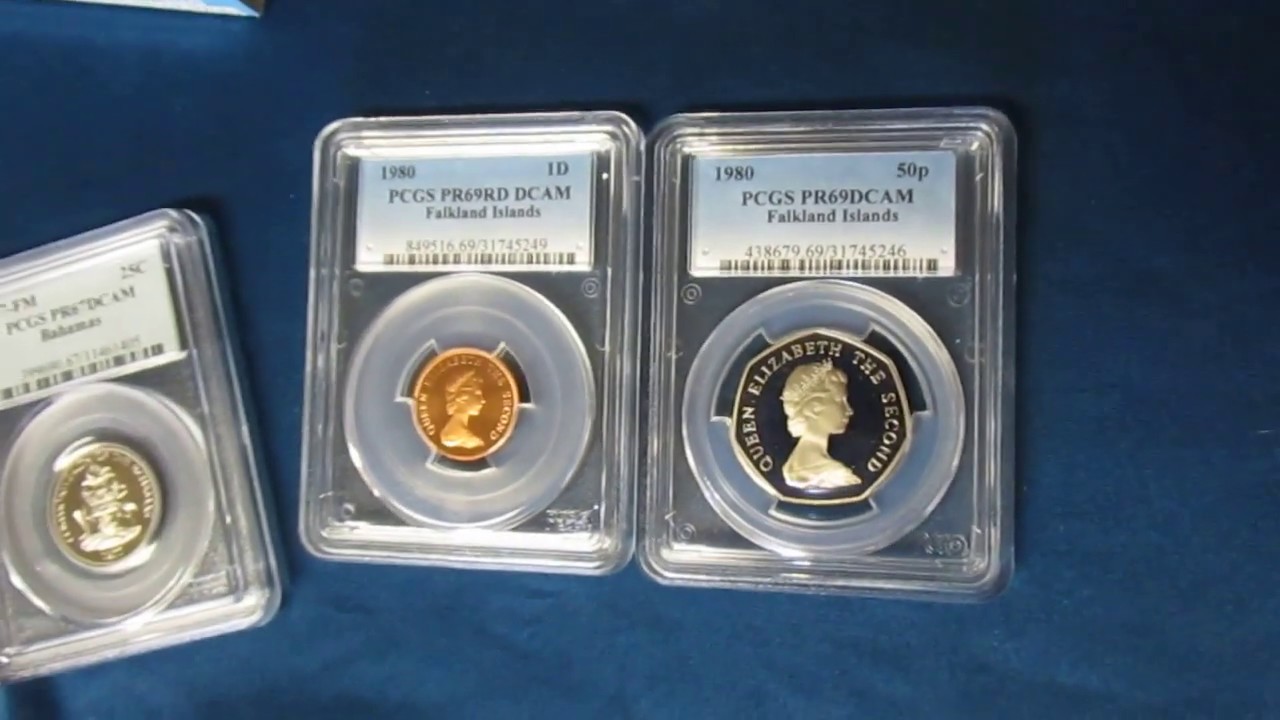 Falkland Islands PCGS Graded Coins - 1980 50p and 1d Beautiful Coins