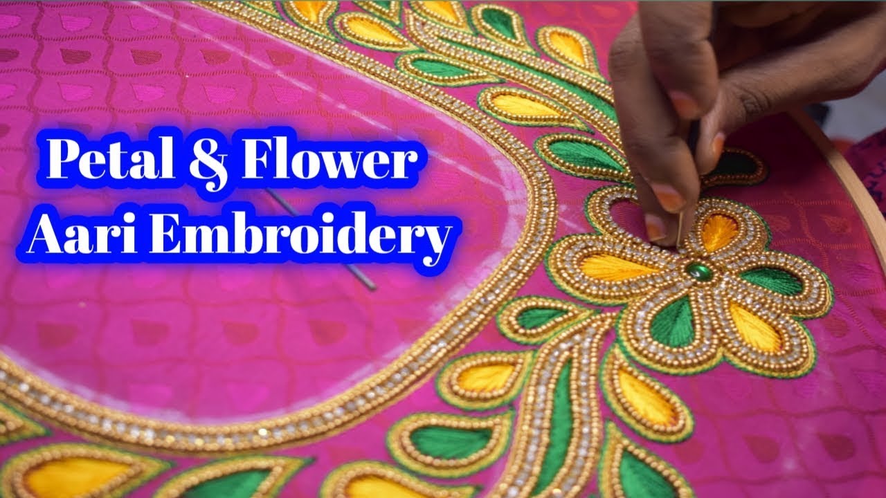 How To Do Easy Petal And Flower Work Using Feather Stitch in Aari Embroidery | Nakshatra Designers