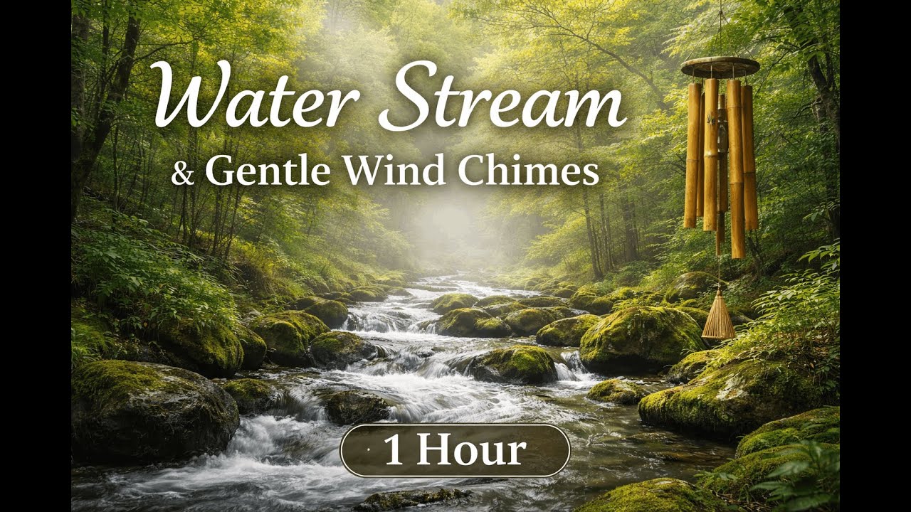 Gentle Water Stream & Wind Chimes 🎐 Calm Nature Sounds for Relaxation