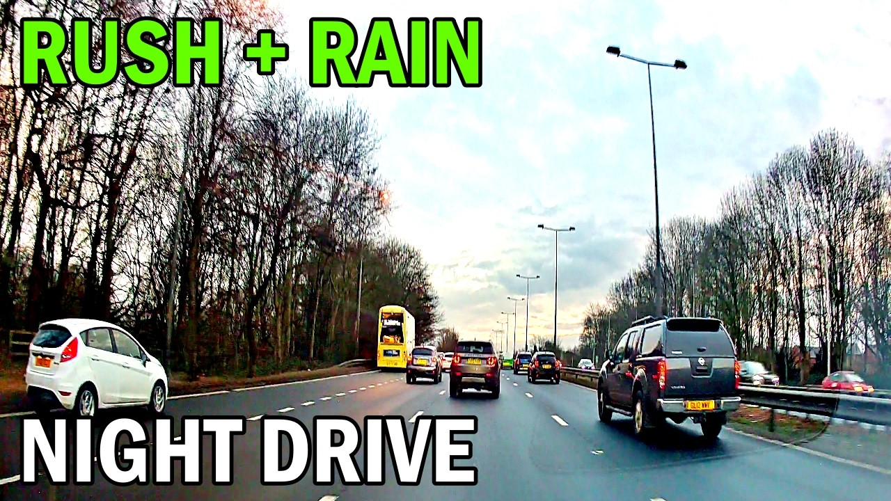 Rainy Rush Hour Night Drive From Birmingham to Manchester UK