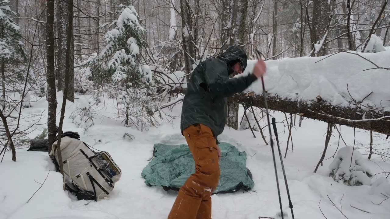 Snowstorm.  Backpacking, Camping in the SNOW!