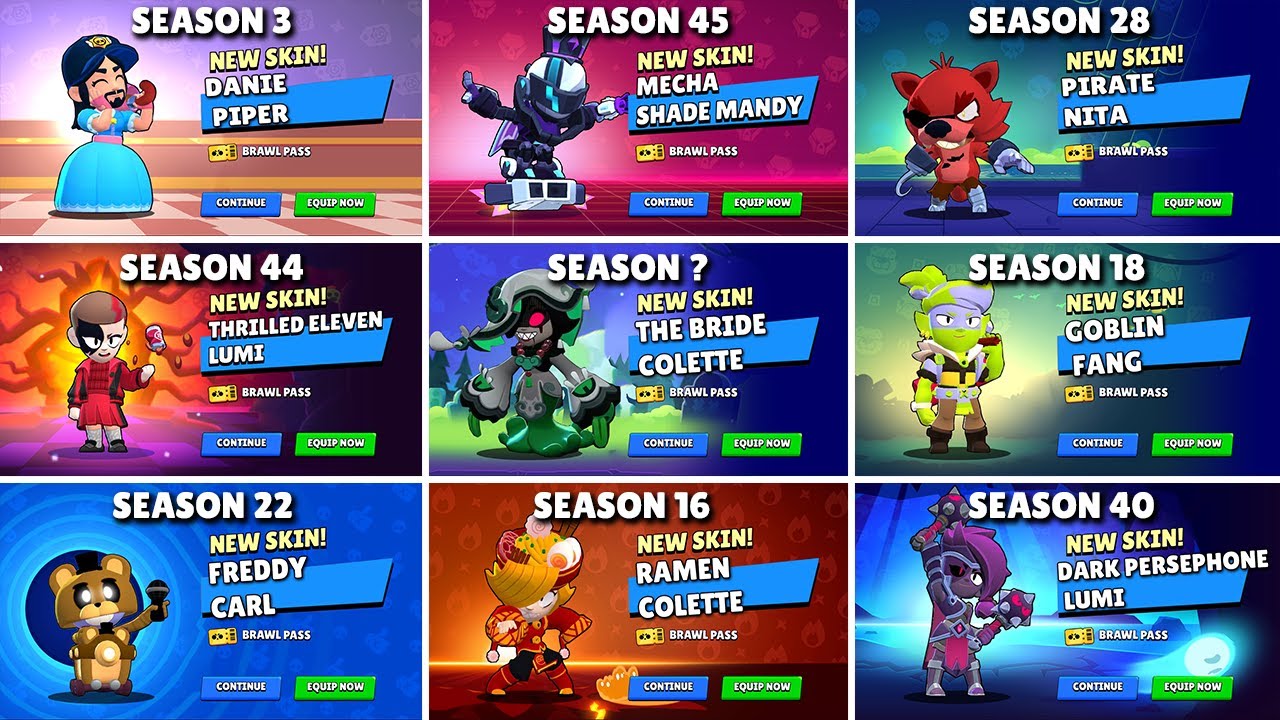 Эволюция всех скинов Brawl Pass (2020–2025) | Джиджи и Очень странные дела в Brawl Stars