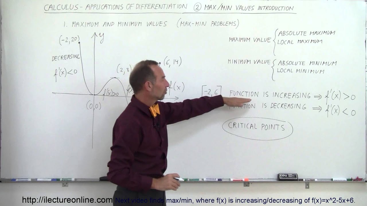Calculus - Application of Differentiation (2 of 60) Max/Min Values: Example 1