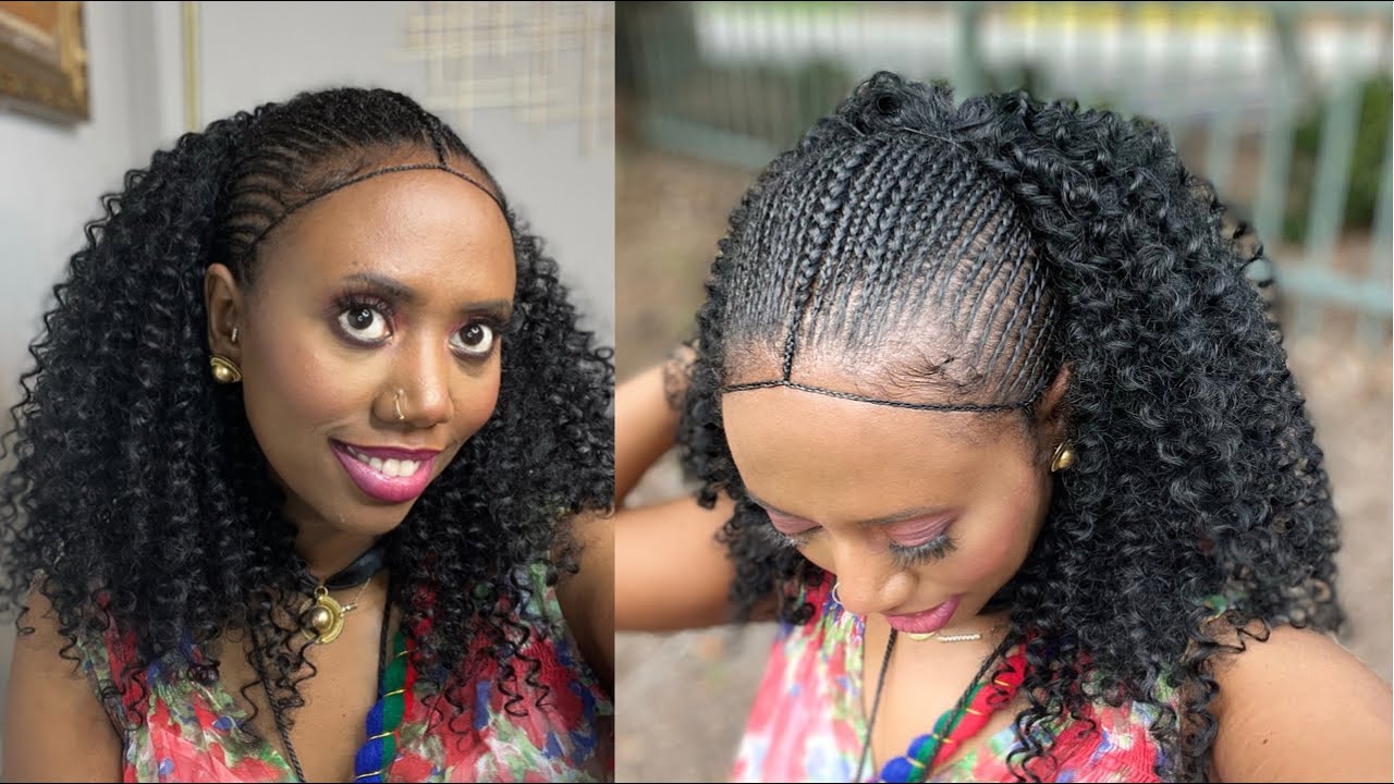 Ethiopian/ Eritrean Tribal Braids with Saw-in  Water Wave  Hair