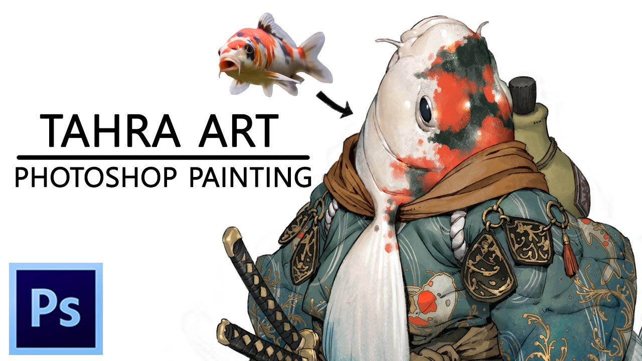 Koi samurai photoshop painting video 비단잉어 사무라이 포토샵 그리기