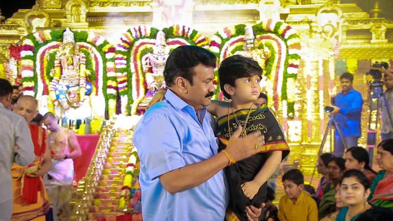 Talasani tarak Yadav with Talasani Srinivas Yadav at Ayyappa Maha Padi Pooja 2023 #talasanitarak