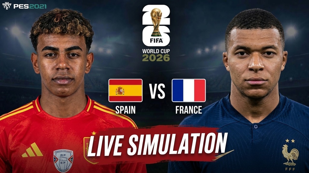 🔴 LIVE SIMULATION | Spain vs France | World Cup 2026 Simulation | eFootball PES 21