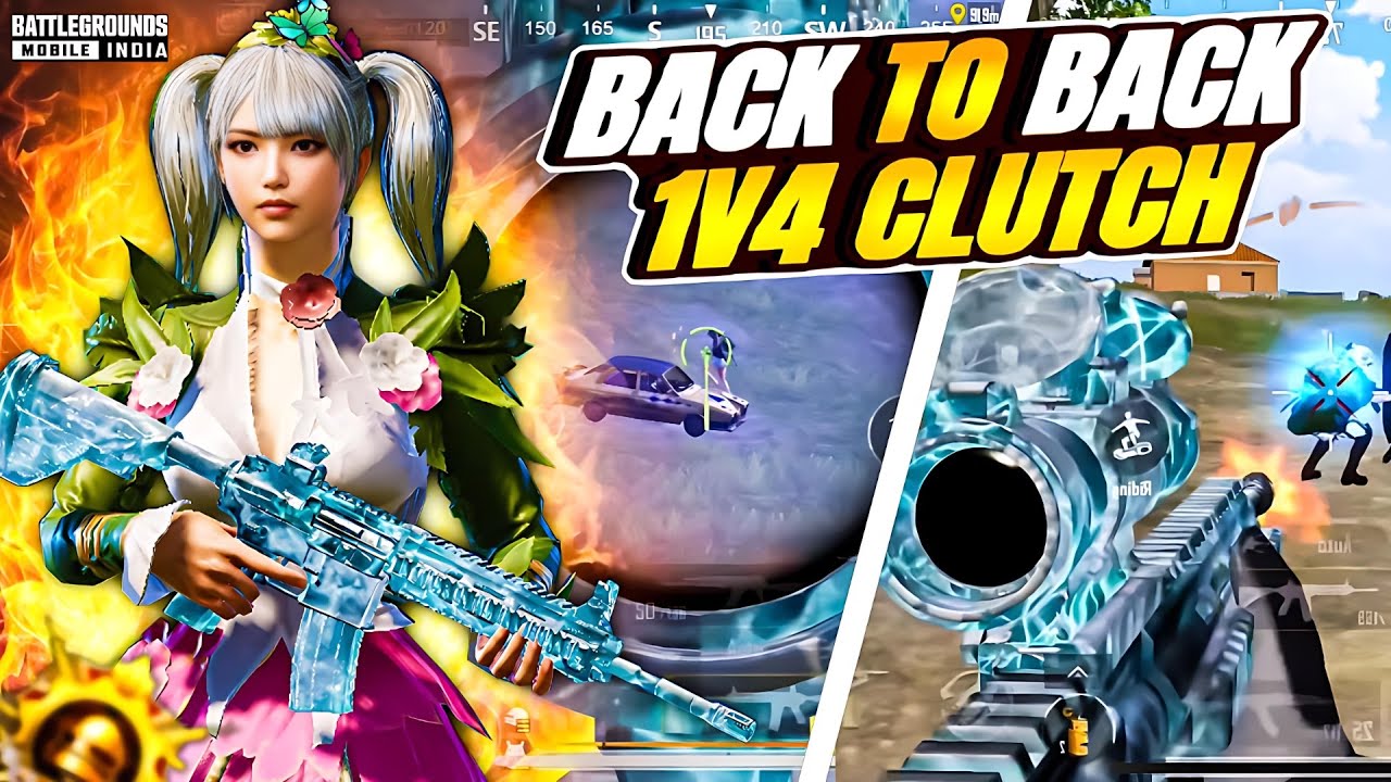 Back to back 🔥1v4 clutch  In Bgmi I phone 13 Gameplay 