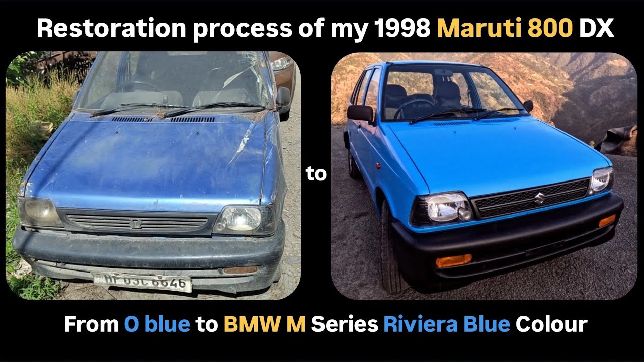 Restoration process of my 1998 Maruti Suzuki 800 DX | from Maruti's O Blue 🔵 to BMW' Riviera Blue 💙