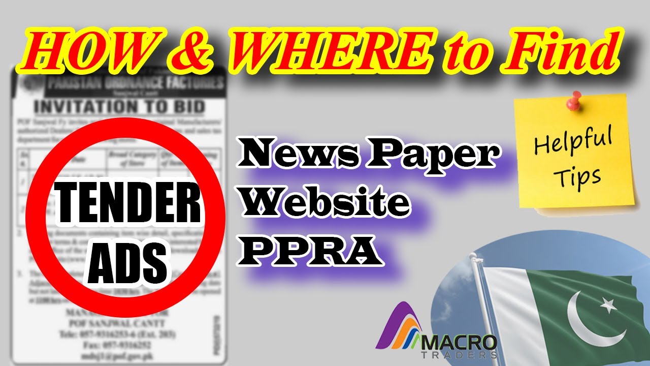 How to & Where to Search Tender Ads in Pakistan | PPRA | News Paper | Govt. Websites | Macro Traders