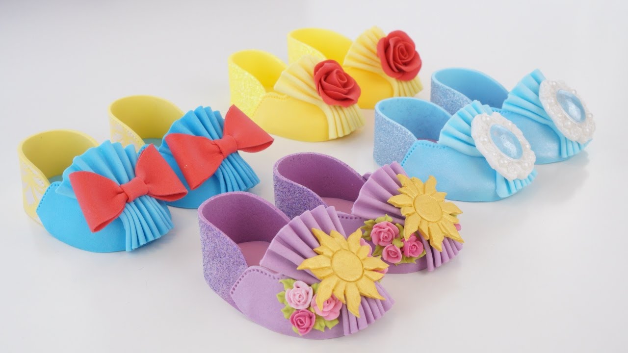 Princess Fondant Baby Shoes: Snow White, Cinderella, Belle and Rapunzel 프린세스 베이비 슈즈