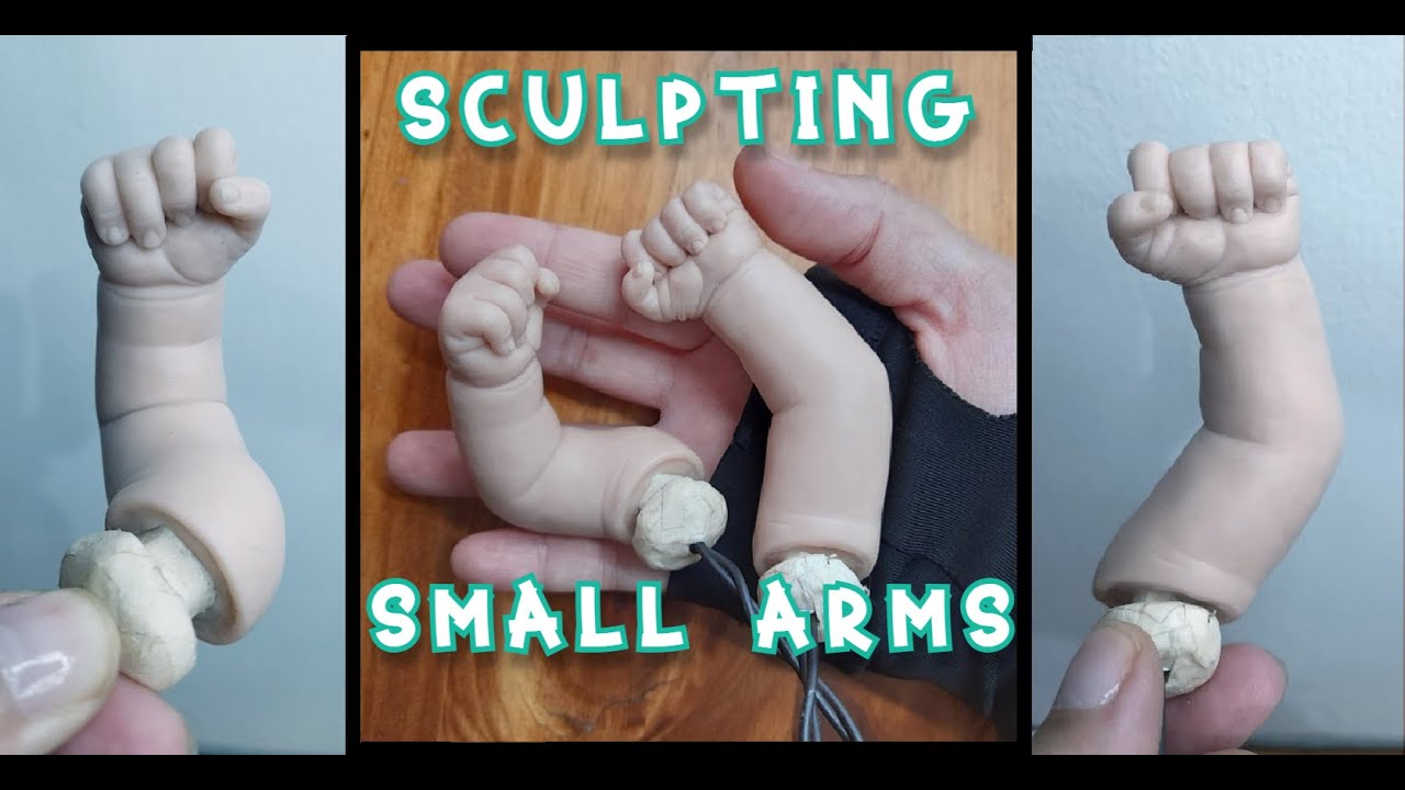 Sculpting baby arms (Reborn Baby Doll WIP) in polymer clay, Baby Yosuany Tutorial Timelapse (2/4)