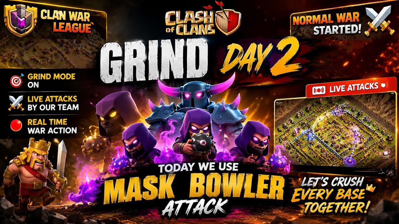 GRIND DAY 2 ⚔️ Live Attacks + Normal War  | COC Live