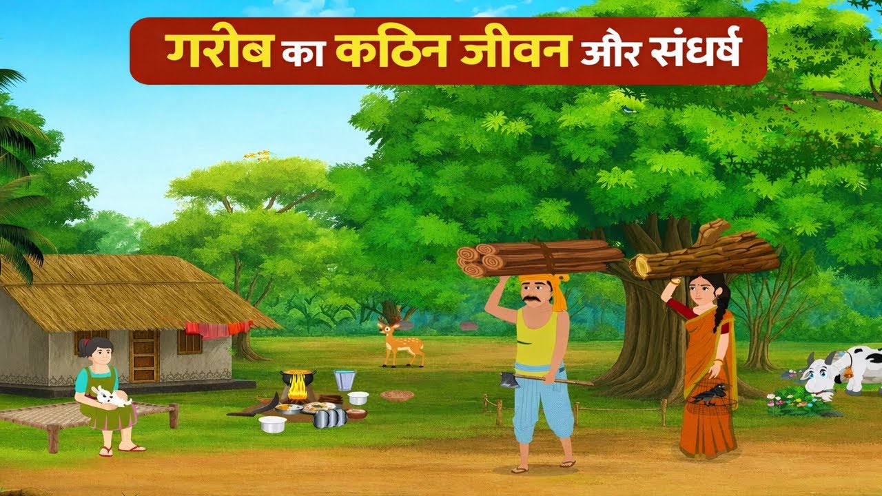 गरीब का कठिन जीवन | PART 1 | Heart Touching Cartoon Story | Hindi Emotional Bedtime Story