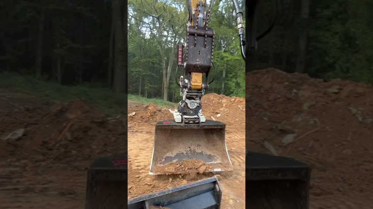 Использование лазерного приёмника для выравнивания строительной площадки! #экскаватор #выравниван...