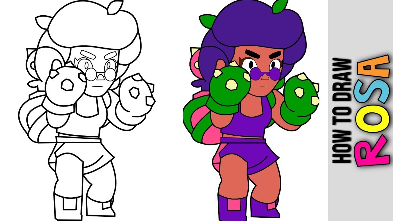 How To Draw Rosa New Brawler From Brawl Stars 😀 Brawl Talk 😀 New Brawler 😀 New Skins 😀 Tutorial