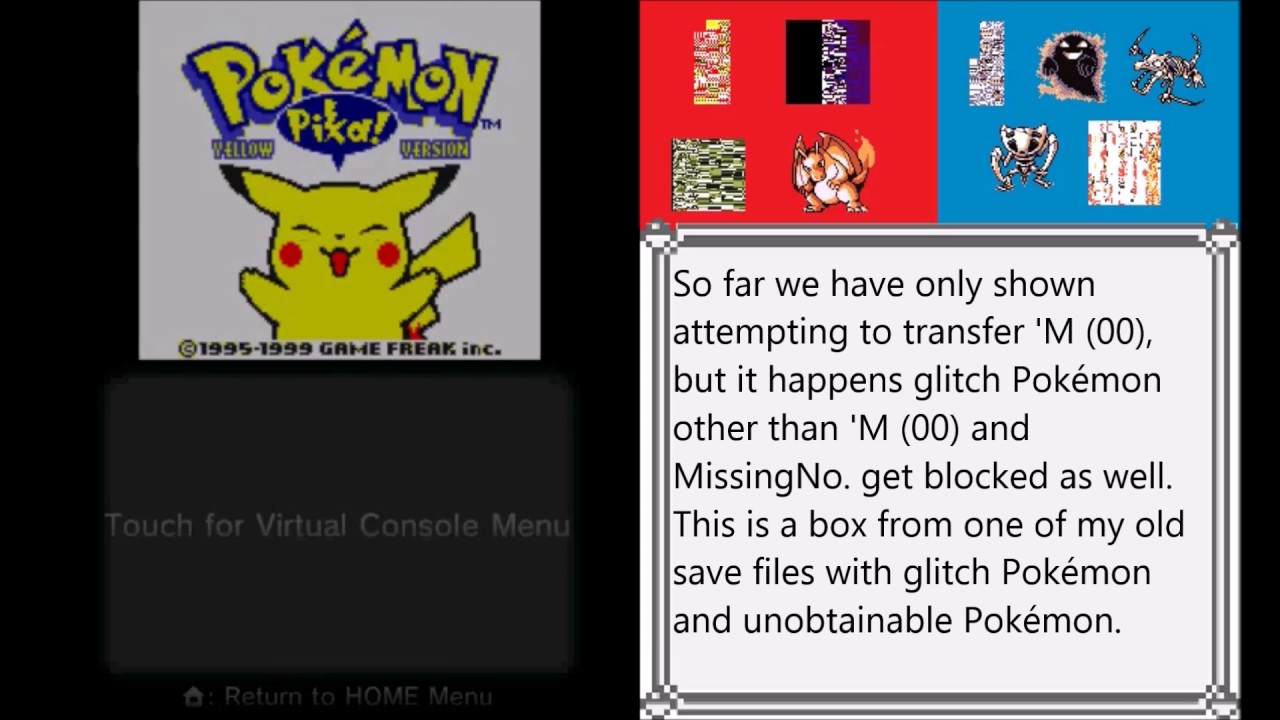 Pokémon Bank with Generation I glitch Pokémon (also obtain 'M or Q (FF) for merge glitch!)