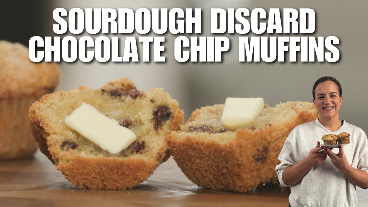 The BEST Sourdough Chocolate Chip Muffins