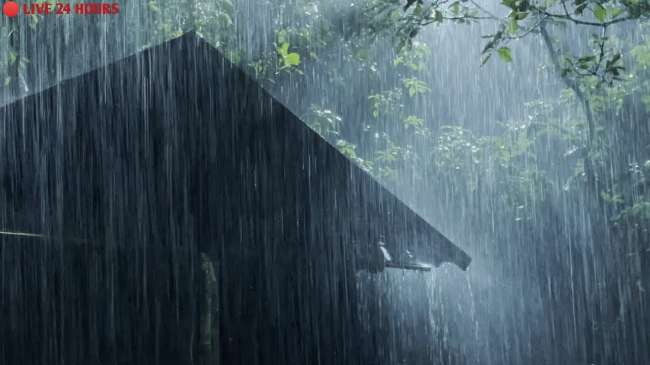 Fall Asleep Fast In 3 Minutes With Torrential Rain On Tin Roof & Powerful Thunder Sounds At Night🌧️