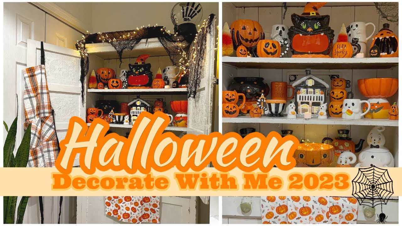 HALLOWEEN 2023 DECORATE WITH ME ~ HALLOWEEN BUTLERS PANTRY HUTCH - HALLOWEEN HOMEGOODS HAUL