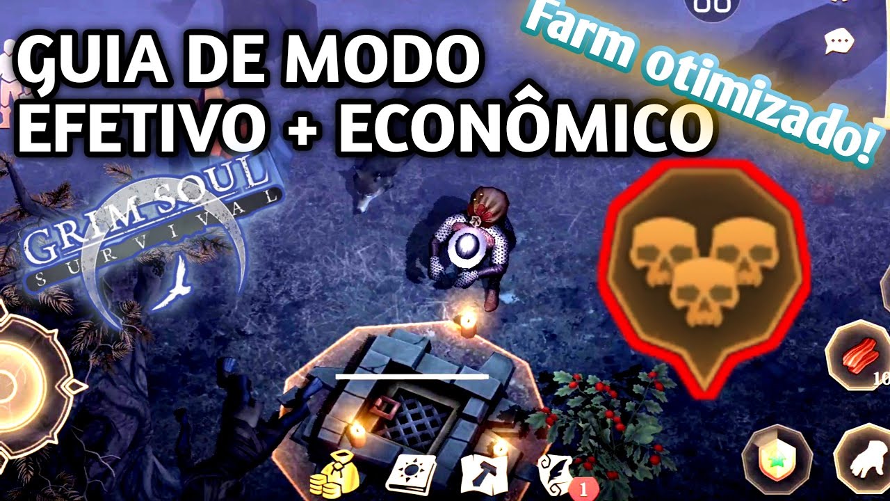 Grim Soul dicas de Farm na zona de 3 cr&acirc;nios,  forma otimizado pra levar muitos itens!⛏️