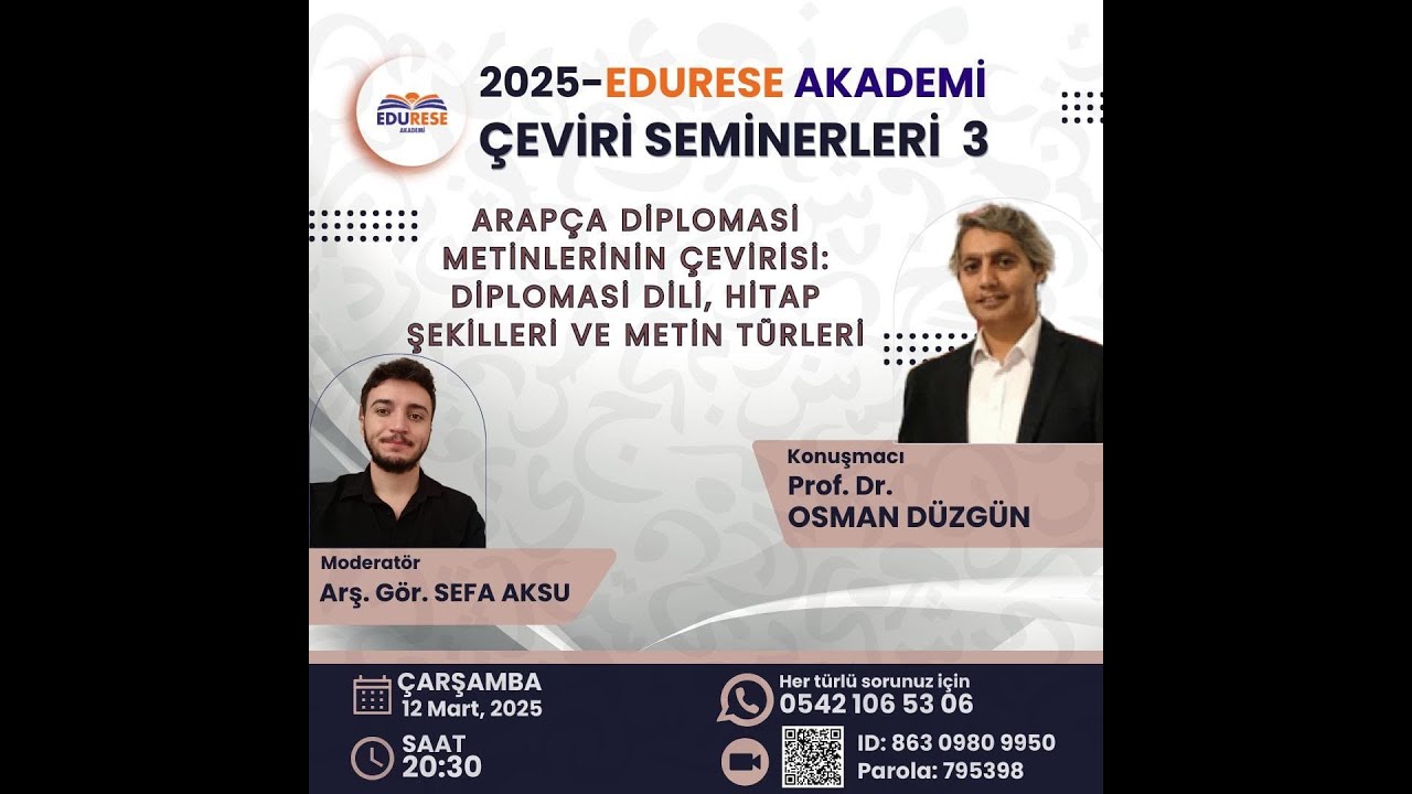 EDURESE 2025 ÇEVİRİ SEMİNERLERİ-3 Prof. Dr. Osman Düzgün