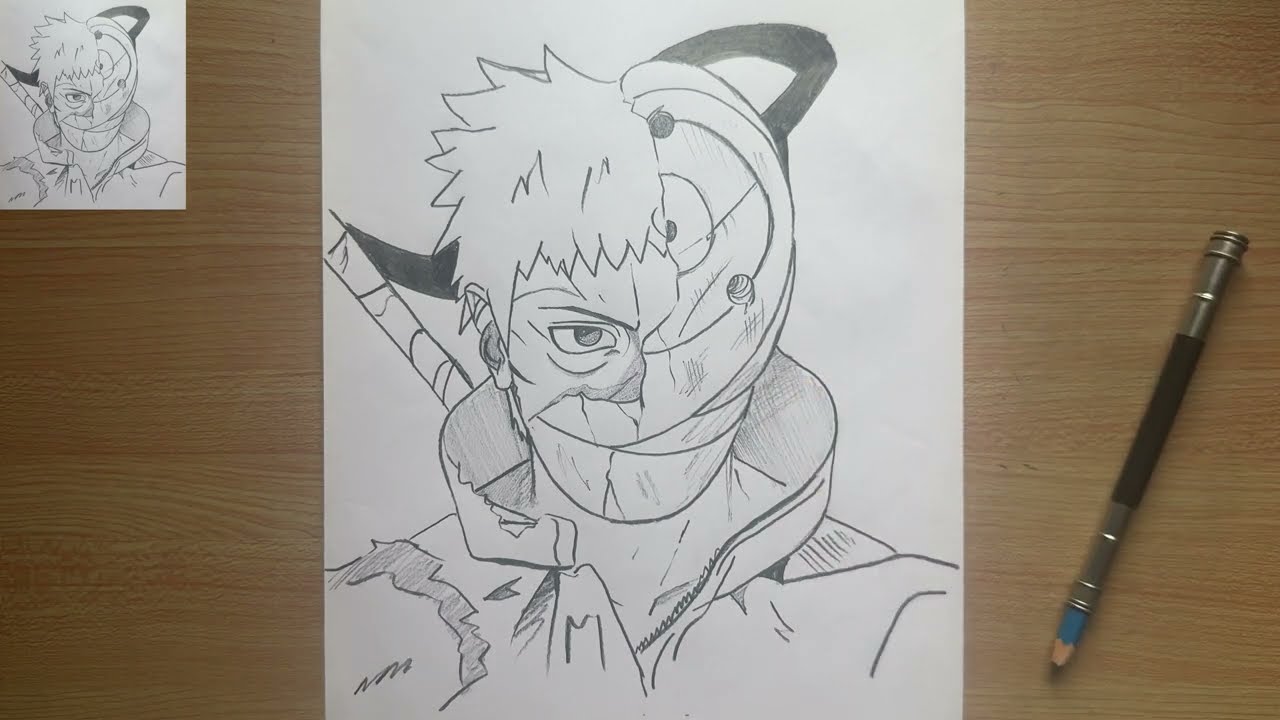How to draw Obito uchiha step by step || Easy anime drawing