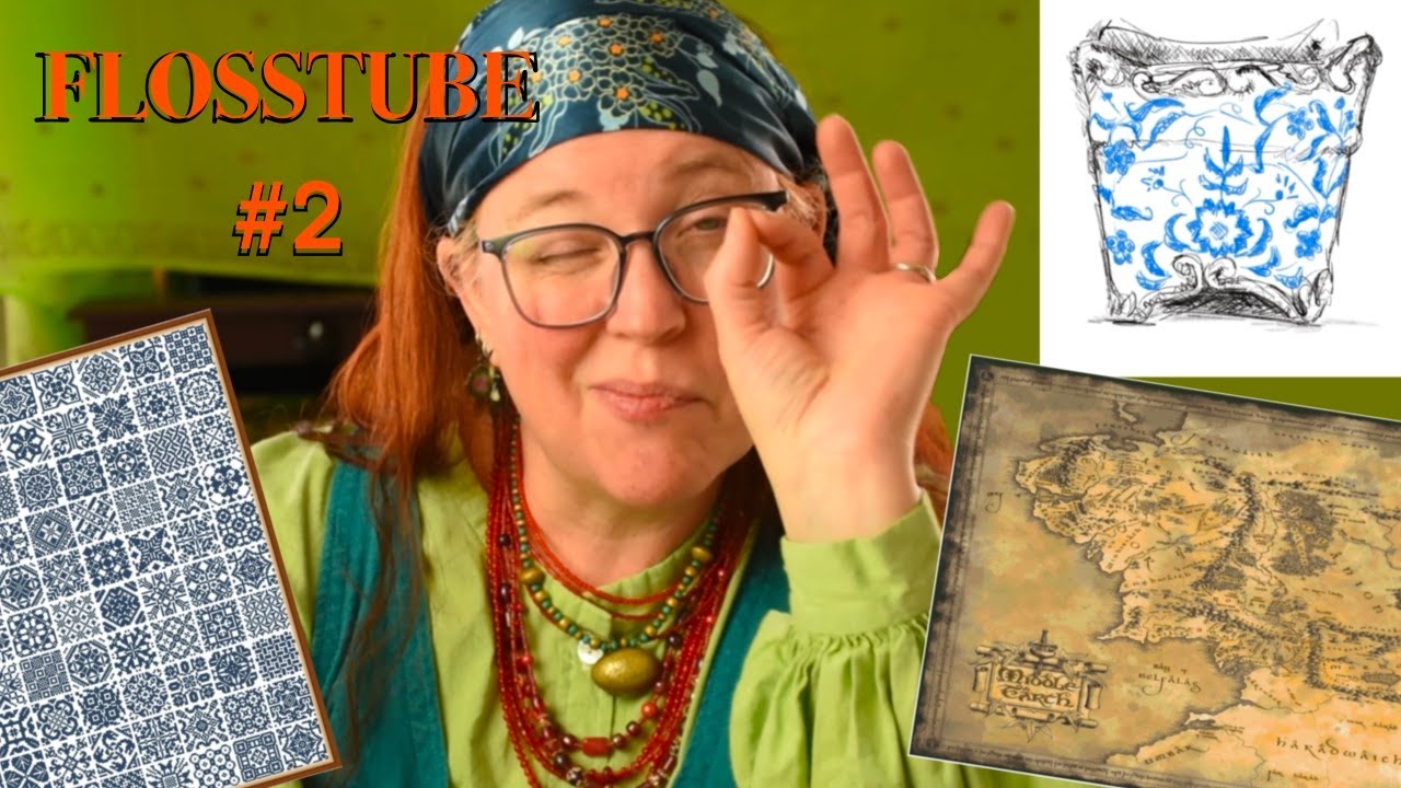 Flosstube #2 / Beginning a Middle Earth journey, finding peace thru stitching, lots of thrifty finds