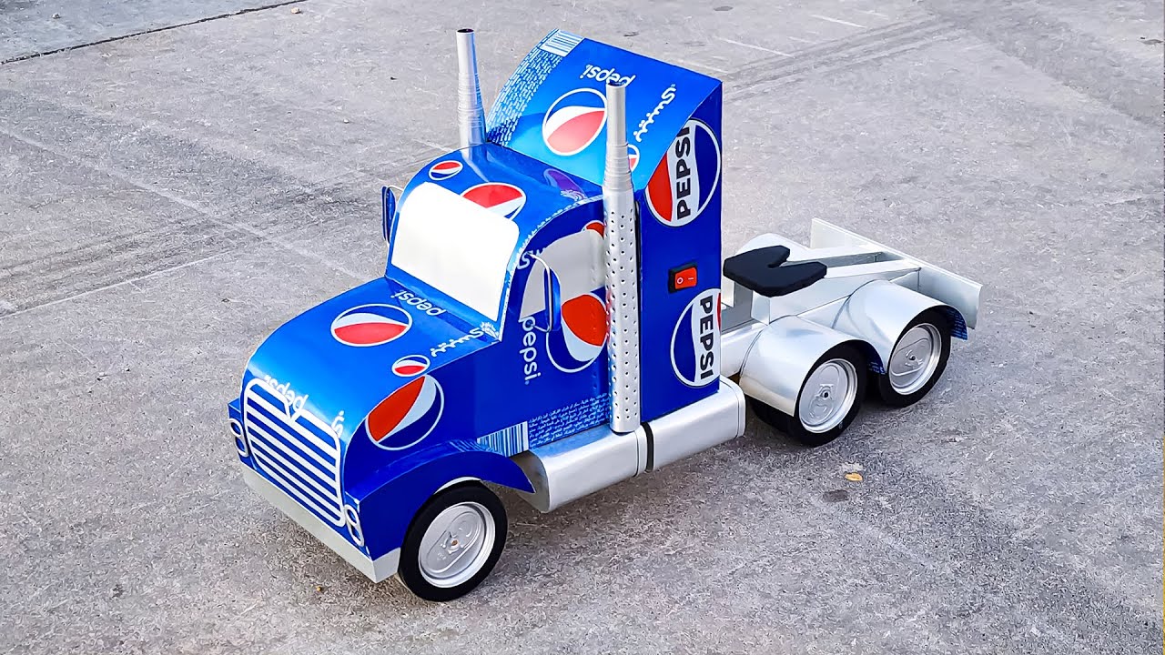 Сделайте удивительный локомотив-грузовик из банок из-под Pepsi - Машинки дома - Электрический гру...