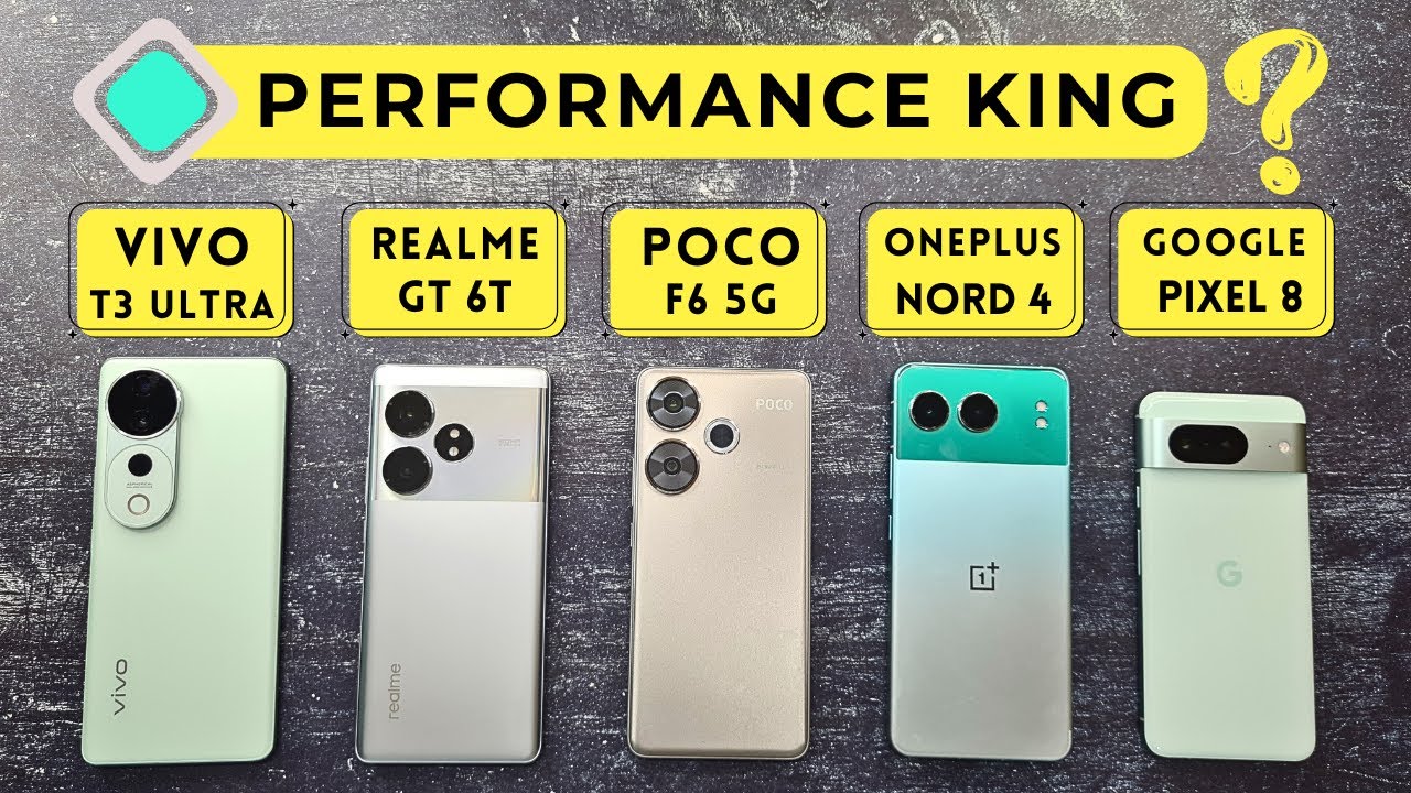 VIVO T3 Ultra vs Realme GT 6T vs POCO F6 vs Nord 4 vs Pixel 8 - Performance | Heating | BATTERY Test