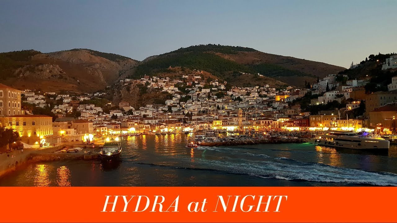 HYDRA (Greece):  Episode 3 - Hydra town at night with donkey ride