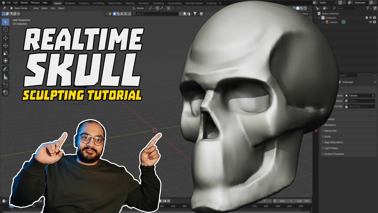 How to sculpt a skull in blender - Stylized Skull - Blender sculpting tutorial