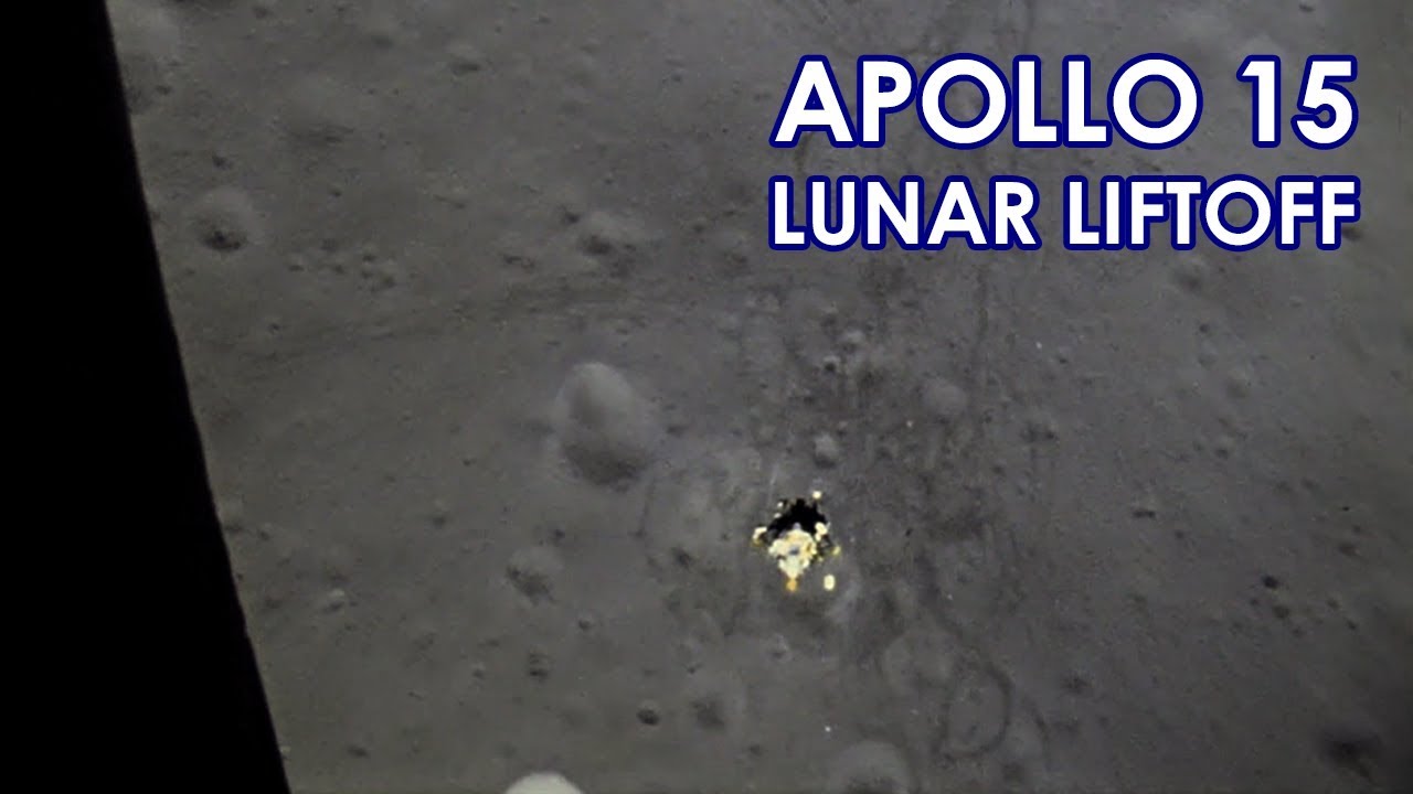 APOLLO 15 Lunar Liftoff  - Stabilized & Speed Corrected (1971/08/02) [HD source]