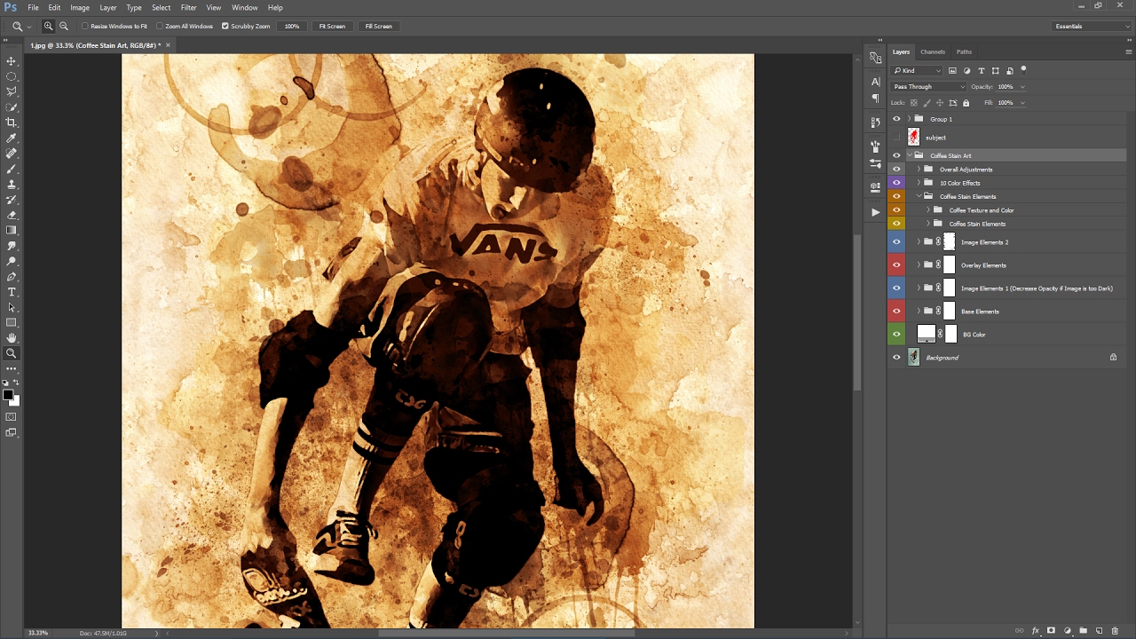 Coffee Stain Art Photoshop Action Guide