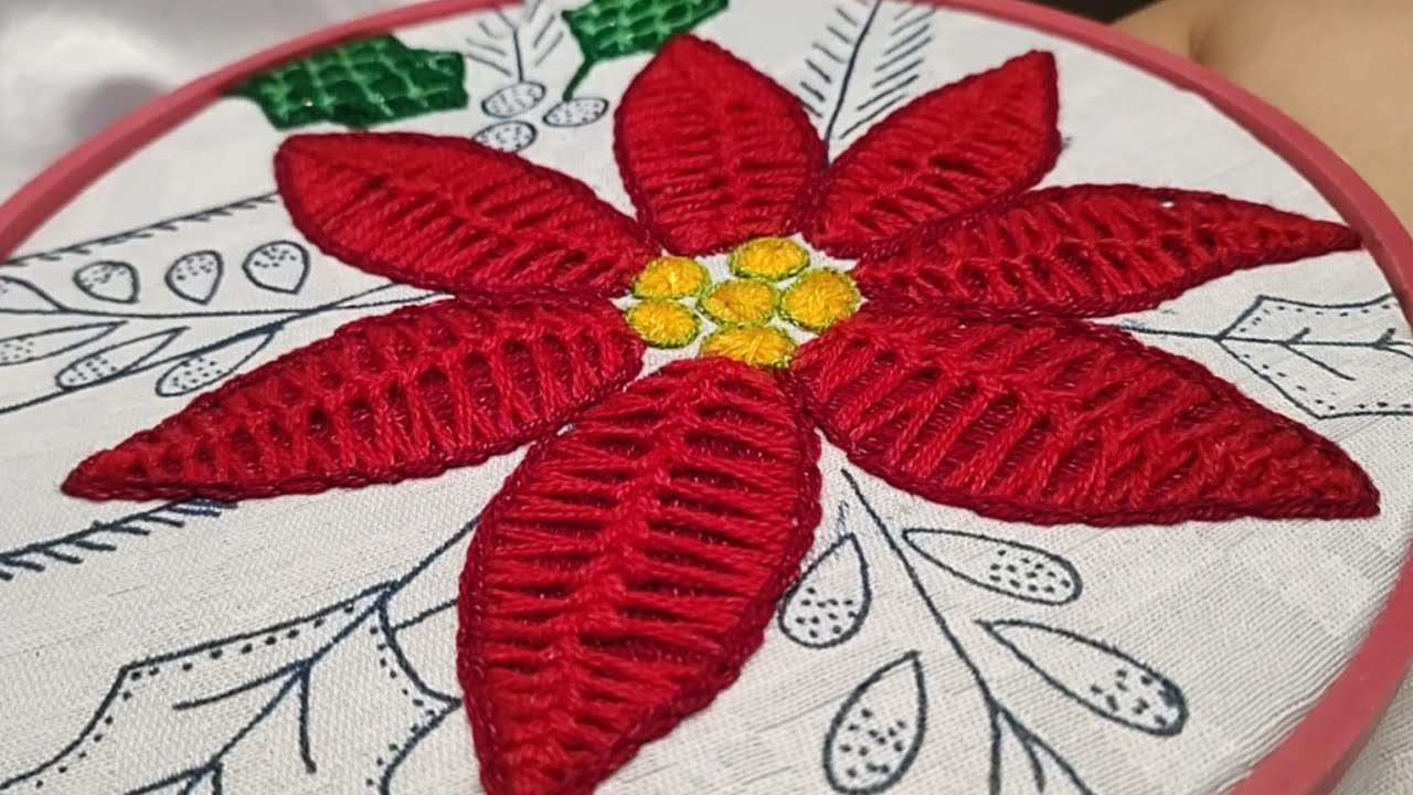 Bordar NOCHEBUENA Y CENTRO DE FLOR🎄Flor PASCUA